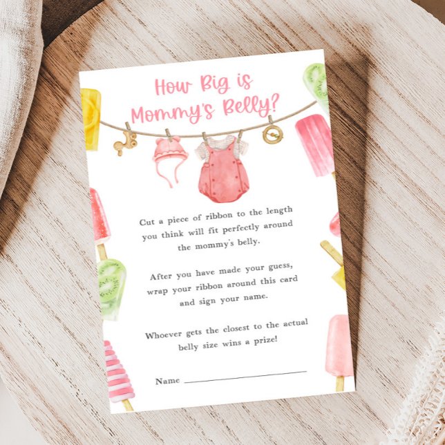 Meisje Ijslolly Baby Shower Hoe Groot Is Spel (Ready to Pop Popsicle Baby Shower Game)