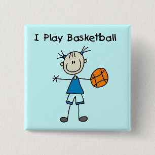 Meisje Ik Basketbal T-shirts en Cadeaus Vierkante Button 5,1 Cm