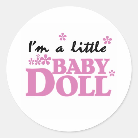 Meisje Ik ben een Baby Doll Ronde Sticker (Voorkant)