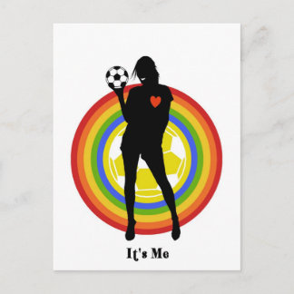 meisje, ik ben het, voetbalspeler en grote fans briefkaart