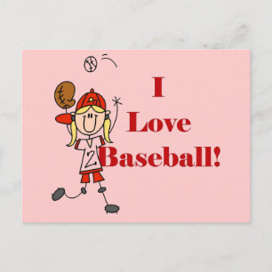 Meisje Ik Hou Van Honkbal T-shirts en Cadeaus Briefkaart