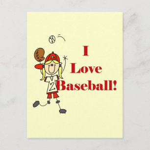 Meisje Ik Hou Van Honkbal T-shirts en Cadeaus Briefkaart