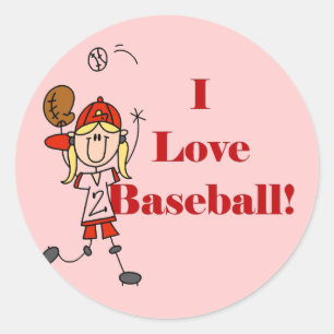 Meisje Ik Hou Van Honkbal T-shirts en Cadeaus Ronde Sticker
