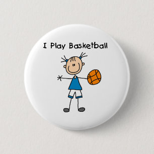 Meisje ik speel basketbal ronde button 5,7 cm