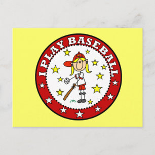 Meisje Ik speel honkbal T-shirts en cadeaus Briefkaart