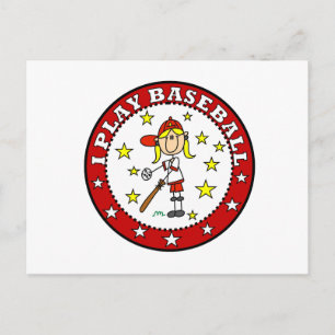 Meisje Ik speel honkbal T-shirts en cadeaus Briefkaart