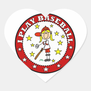 Meisje Ik speel honkbal T-shirts en cadeaus Hart Sticker