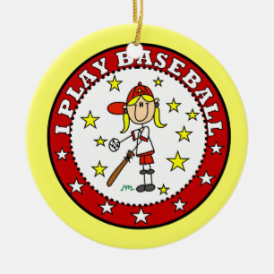 Meisje Ik speel honkbal T-shirts en cadeaus Keramisch Ornament