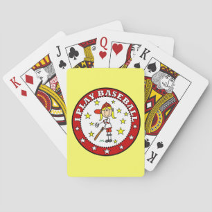 Meisje Ik speel honkbal T-shirts en cadeaus Pokerkaarten