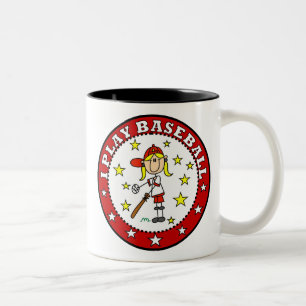 Meisje Ik speel honkbal T-shirts en cadeaus Tweekleurige Koffiemok