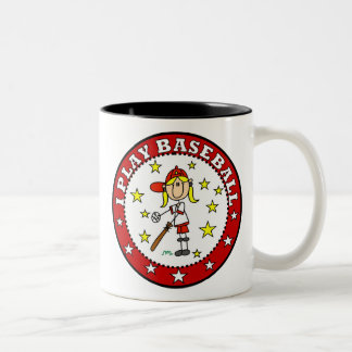 Meisje Ik speel honkbal T-shirts en cadeaus Tweekleurige Koffiemok