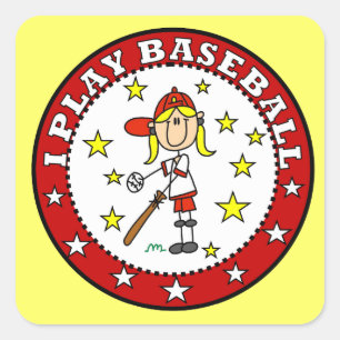 Meisje Ik speel honkbal T-shirts en cadeaus Vierkante Sticker
