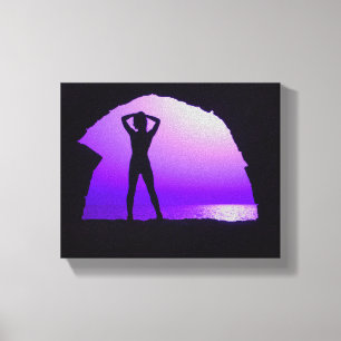Meisje in Arch Paars Canvas Afdruk