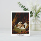 Meisje in bed met een hond van Jean-Honore Fragona Briefkaart (Staand voorkant)