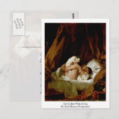 Meisje in bed met een hond van Jean-Honore Fragona Briefkaart (Voorkant / Achterkant)