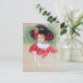 Meisje in Big Bonnett en Red Dress, Mary Cassatt Briefkaart (Staand voorkant)