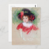 Meisje in Big Bonnett en Red Dress, Mary Cassatt Briefkaart (Voorkant / Achterkant)