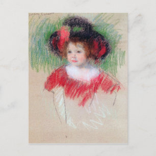 Meisje in Big Bonnett en Red Dress, Mary Cassatt Briefkaart