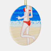 Meisje in Bikini op het strand schilderen Keramisch Ornament (Rechts)