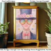 Meisje in Bloemen Pet En Zonnebril DN3L Decoupage Tissuepapier