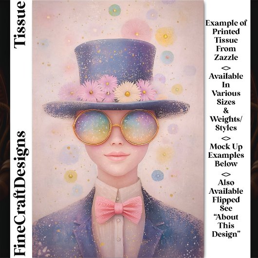 Meisje in Bloemen Pet En Zonnebril DN3L Decoupage Tissuepapier