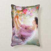 Meisje in bloementuin  accent kussen (Voorkant(Verticaal))