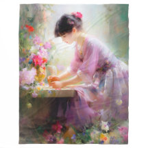 Meisje in bloementuin