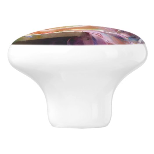 Meisje in bloementuin keramische knop (Zijkant)