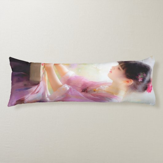 Meisje in bloementuin lichaamskussen (Voorkant)