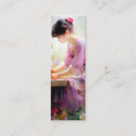 Meisje in bloementuin mini visitekaartje