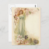   meisje in bloesems briefkaart (Voorkant / Achterkant)