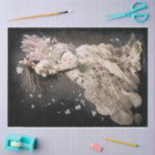 Meisje in Bloom, vogel en bloemenportret Kunst Tissuepapier (Craft)