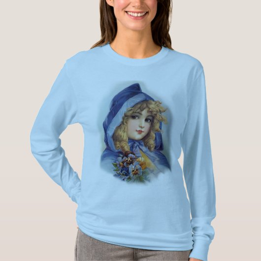 Meisje in Blue Hood T-shirt (Voorkant)