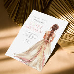 Meisje in Blush Pink Gown Sweet 16 Verjaardagsfees Kaart<br><div class="desc">Meisje in Blush Pink Gown Sweet 16 Verjaardagsfeest. Digitaal verkrijgbaar en gedrukt. Moderne elegantie om je zestiende te vieren. Personaliseer de tekst eenvoudig aan uw eigen gegevens. U kunt ook de tekst- en achtergrondkleuren wijzigen via de optie voor verdere aanpassing als u dat wenst.</div>