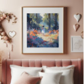 Meisje in bos anime impressionisme foto afdruk