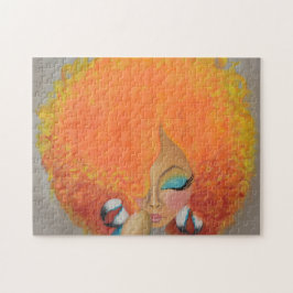 Meisje in brand, zwarte vrouw, Oranje haar Legpuzzel