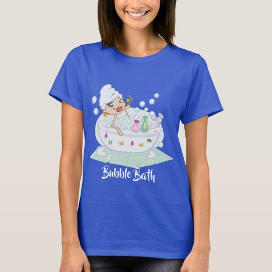 Meisje in Bubble Bath Blue T-shirt (Voorkant)