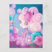 Meisje in Bubblebad met kaarsen en Rozen Briefkaart (Voorkant)