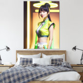 Meisje in citroen top canvas afdruk (Insitu (Slaapkamer))