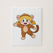 Meisje in Costume als aap Legpuzzel (Verticaal)