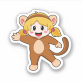 Meisje in Costume als aap Sticker (Voorkant)