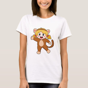 Meisje in Costume als aap T-shirt