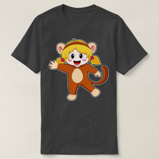 Meisje in Costume als aap T-shirt (Design voorkant)