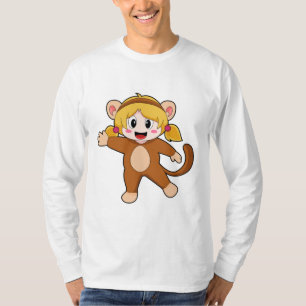Meisje in Costume als aap T-shirt