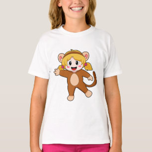 Meisje in Costume als aap T-shirt