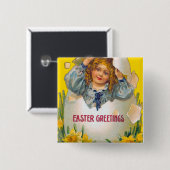 Meisje in de Button van de paasmaaltijd (Voorkant /achterkant)