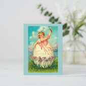 Meisje in de eierpap feestdagenkaart (Staand voorkant)