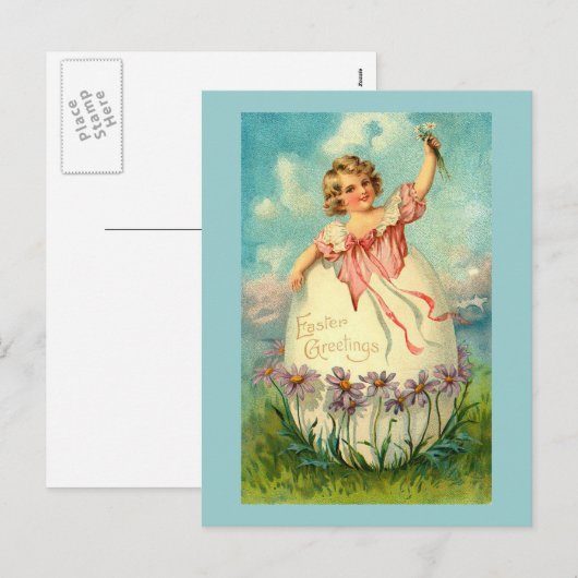 Meisje in de  eierpap feestdagenkaart (Voorkant / Achterkant)