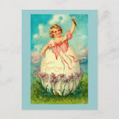 Meisje in de  eierpap feestdagenkaart (Voorkant)