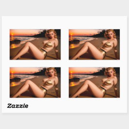 Meisje in de Gouden Bikini Rechthoekige Sticker